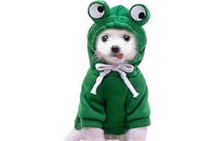 BT BEAR Pet Clothes, Dog Hoodies Coat Cute Cotton Warm Fleece Sweater Sweatshirt for Cats Puppy Small Dogs Medium Dog (X-Large, Green Frog)