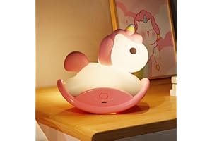 MEXLLEX Lampka nocna z jednorożcem dla dzieci | silikonowa lampka nocna LED do karmienia dziecka, ściemniana, sterowanie dotykowe, lampka nocna LED, prezent dla dziewczynek, kolor różowy