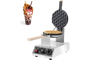 Bubble Waffle våffelmaskin, 1 400 W, professionell Hongkong äggvåffeljärn med 180° roterande plattor, justerbar temperatur 50