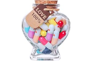 HSXIANG Capsule Letters Message in a Bottle，Lovely Notes Couples Gifts for Boyfriend Girlfriend Wife Friend Birthday Christmas Anniversary Valentine Day. (Love heart shape 45pcs)