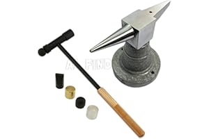 Jewellers Tools Großer Horn, Amboss aus Stahl mit Spiegel-Finish und 6-teiligem Hammer