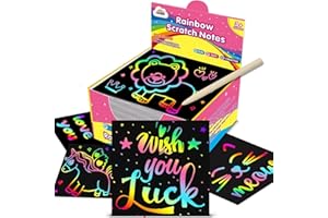 ZMLM Scratch Art Craft Mini Notes - 160 Rainbow Scratch Paper Art Stocking Stuffers Party Favors for Kids Supplies Kit - Magic Scratch Cards Set Cadeaux d’anniversaire Jouets Halloween Noël