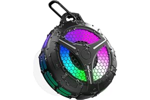 ORTIZAN Oritzan Shower Speaker Bluetooth Waterproof IPX7, Portable Speakers Wireless Bluetooth, Stereo Bass, RGB Lights, 360 Surround Sound, TWS, 15W Clear Sound, Built-In Mic for Bathroom Outdoor