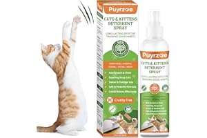 puyrzoe Natural Cat Repellent Spray, Kitten Cat Deterrent Spray Indoor Outdoor, Anti Scratch Cat Spray for Furniture, Sofas, Curtains, Plants, Cat Spray Deterrent to Keep Pet Off Limits Areas 200 ml