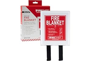 Firechief Kitemarked Fire Blanket 1m x 1m, Rigid Case, White – Small Emergency Fire Blanket for Home, Kitchen, Garage - Kitemark Certified to BS EN 1869 - BPW1/K40 Model
