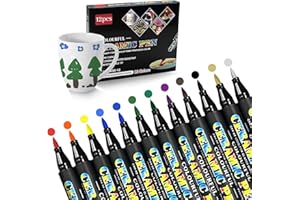 Bellanova Set di 12 Colori Pennarelli in Ceramica, Punta in Fibra a Singola Estremità, Colori per Ceramica Senza Cottura Adatto per Decorazione e Pittura su Porcellana, Vetro e Pietra