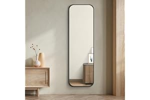 Heilmetz Espejos de pie 120x37cm，Espejo de Pared Cuerpo Entero Inclinable y montable en la Pared，Espejo pie para salón Dormitorio baño Armario（Negro）