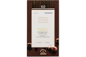 KORRES Argan Oil Colorant - tinte sin amoniaco con aceite de argán orgánico rubio oscuro 6.0-100% cobertura de canas & vegano para un resultado de color duradero