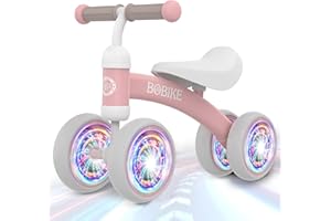 MHCYLION Draisienne Enfants avec Roues Éclairées, Vélo Bébé sans Pédales 10-24 Mois Jouet Baby Walker Fille Garçon 1-2 Ans Jouet d'Equitation Trotteur Bebe Mini Bike Cadeau Anniversaire Noel, Rose