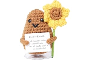 WOBEQU Positive Kartoffel Pocket Hug, Kreative Strickwolle Kartoffel Puppe Kleine Glücksbringer, Beste Mutmacher Geschenk für Freundin Frauen Familie Positiver Energiekarte (Sonnenblume)