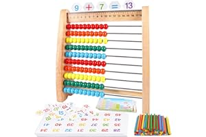 XUNIVERS Giocattoli da contare,Matematica Educativo Abaco,100 Perline Multicolori,Pallottoliere per Bambini Legno,Abaco Legno Calcolatrice,Applicabile Giocattoli Educativi Prescolari,per Ragazzi Ragazze3+ Anni