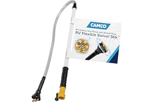 Camco RV Holding Tank Swivel Stik Rinser | Features a Powerful Rotary Cleaning Action, a One-Quarter Turn Shut-Off Valve, and a Flexible Design (40074)