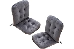 Yahbrra Coussins de Chaise avec Dossier, Coussin de Dossier avec Sangles, Coussin pour Dossier Bas, Coussin de Chaise de Jardin, Coussin pour Chaises, Bancs de Maison et Jardin(Grey,2 Pack)