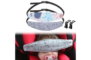 KIUIOM Child Seat Headrest, Car Seat Safety Belt, Holder for Children, 2 x Adjustable Head Seat Strap Baby Belt Support Headband Baby Head Support Car Seat