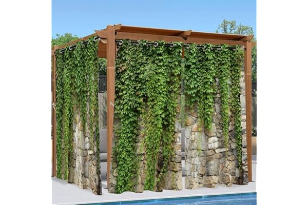 Syhi Qlty Rideaux d'extérieur Imperméable, 3D Rideau Occultant Thermiques Rideau Exterieur Terrasse Rideau pour Pergola Tonnelle Cabane Jardin, 2 Pièces 132 x 213 cm, Feuilles Vertes
