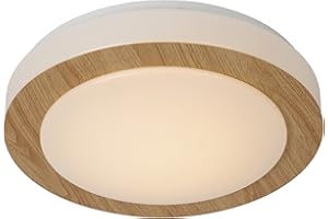 Lucide DIMY - Plafonnier Salle de bains - Ø 28,6 cm - LED Dim. - 1x12W 3000K - IP21 - Bois clair