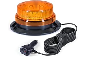 antom Rotativo Luz LED estroboscópica, 12V-24V Amarillo Luz de emergencia V16 de magnético con 3 meters cable para vehículos, tractores, carros de golf, UTV-Nueva actualización