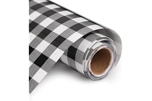 UIOK Vinilo Textil Termoadhesivo Cuadros, Negros y Blancos HTV Vinilo Textil Con Cuadros 30.5x182cm Navidad Vinilo de Transferencia de Calor, Termoadhesivo Textil para Cricut Feliz Navidad