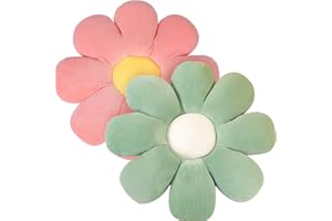 ‎ACUSHLA ACUSHLA 2 Stück Blumenbodenkissen Sitzkissen,40cm Blumenboden Kissen Tatami Blumenförmiges,Weiches Blütenblattkissen Niedliches Blumen-Plüsch-Kissen für Car Home Sofa Chair (Grün + Rot)