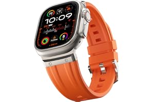 Tasikar Sportband kompatibelt med Apple Watch Ultra Band 49 mm 45 mm 44 mm 42 mm, män rostfritt stål metall silikon ersättningsrem för iWatch Ultra 2 Ultra Series 9 8 7 6 5 4 3 2 1 SE