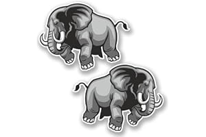 DESTINATIONVINYL 2 x Stickers vinyle Éléphant iPad Ordinateur Portable Casque de vélo pour voiture, cadeau fun animal # 5606 - 10cm Wide x 7.5cm Tall