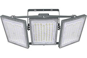 ‎STASUN 600W LED-Fluter im Freien, 60000lm Außenbeleuchtung, 6000K weißes Licht, IP66, Außenfluter, Außensicherheitslicht mit 3 verstellbaren Lampenköpfen, passend für Innenhöfe, Straßen, Parkplätze (Grau)