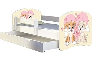 ACMA Letto per Bambino Cameretta per Bambino con Materasso Cassetto II (12 I cagnolini Innamorati, 180x80 + Cassetto)