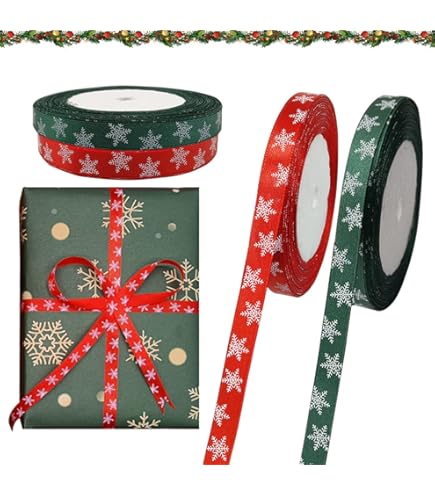 2 Rouleaux Ruban De Noël:25 Mm Ruban Satin Rouge Et Vert Ecossais De 20 Yards De Polyester Estampe A Chaud Merry Christmas 98551493