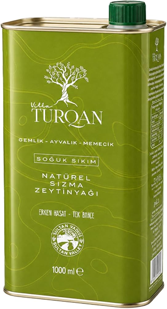 Villa TURQAN 1 Lt Erken Hasat Soğuk Sıkım Özel Seri Natürel Sızma Zeytinyağı | Tek Bahçe (2025/2026)