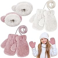 2 Paires De Moufles Bébé Tricotées - Chaudes Et Douces, Avec Corde - Pour Enfants 0 à 3 Ans, Tailles 14x8cm