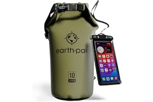 Earth Pak – Wasserdichter Packsack mit Schultergurt und wasserfester Handyhülle – Ideale Rolltop Tasche beim Kajak Fahren, Wandern, Camping, Angeln, Bootfahren und Rafting