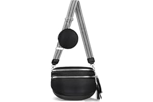 GYBOOM Crossbody Bags for Women,Modern Double Zip Chest Pocket,Adjustable Shoulder Wide Strap Belt Bag Hip Bag with Coin Purse PU Leather Commuting Travel