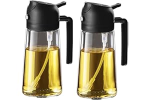 TrendPlain Spruzzino Olio per Friggitrice Aria 470ml, Dosatore Olio 2 in 1, Oliera Spray per Cucina, Insalata e Aceto, Accessori Cucina senza BPA - 2 Neri