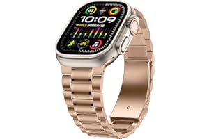 Dolstrap Stainless Steel Straps Compatible with Apple Watch Strap 49/46(S11/10)/45/44/42mm, Men/Women Metal Replacement Band Compatible for iWatch Ultra 3/2/1 SE3-1 Series 11 10 9 8 7 6-1, Rosegold
