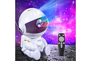 Carehabi Astronauta Proiettore Stelle Proiettore Stelle Soffitto Lampada Notturna con 8 Modalità di Nebulosa 360° Regolabile per Bambini e Adulti