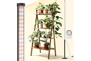 Barrina T10 Pro Standing Grow Light with Timer, 42W, 169 LEDs, Full Spectrum Vertical Grow Lights for Indoor Plants, Wide Coverage, 115cm to 165cm Height with Foot Switch, Flowering and Tall Plant