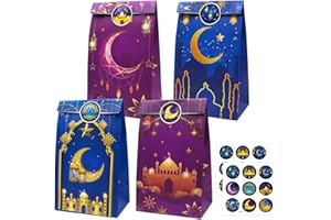 Aviski Lot de 12 sacs cadeaux pour l'Aïd Mubarak - Sacs à bonbons en papier pour fête d'anniversaire musulmane