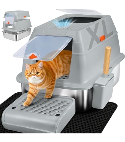 Edelstahl-Sieb-Katzentoilette XL – Extra Große Katzentoilette Für Kiefernpellets, Geruchsneutral & Leicht Zu Reinigen