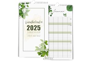 ‎DMHSGIFT DMHSGIFT Familienplaner 2025 Wandkalender 5 Spalten,Okt-Dez 2024 Familienkalender und 2025 Kalender 23x43cm,Pflanzen Wandplaner mit Sticker,Schulferie