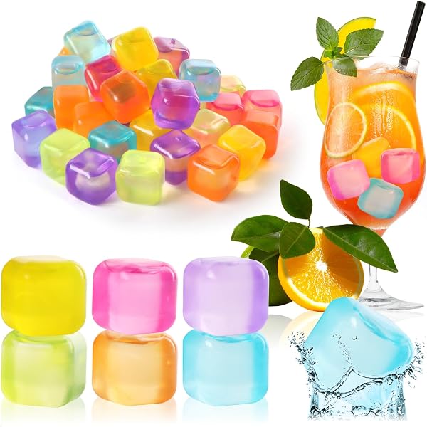 com-four® 30x wiederverwendbare Eiswürfel in tollen Farben, Party-Eiswürfel zum Kühlen von Getränken - 1