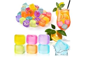 COM-FOUR® 30 cubetti di ghiaccio riutilizzabili in fantastici colori, cubetti di ghiaccio per feste per rinfrescare le bevande (030 pezzi - dadi)