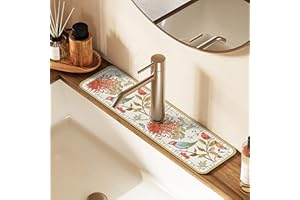 QOSNEOUN Fantasy Style Faucet Draining Mat, Wasserhahn-Abtropfmatte im Fantasy-Stil, Absorbant Faucet Mat for Kitchen Sink, Floral Sink Faucet Mat, Diatom Mud Kitchen Faucet Mat Sink Splash Guard (02)