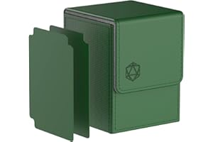 Pulchra Estuche para TCG, Magnetic Flip Box con 2 Divider, Tamaño Grande para Tiene hasta más de 110 cartas, Deck Box - Dado Diseño (Verde)