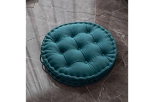 TAGKOMA Round Floor Cushion Solid Color Dutch Velvet Big Floor Pillow For Adults Living Room Bedroom Classroom Outdoor Yoga Meditation Large Floor Cushion,peacock Blue,60cm