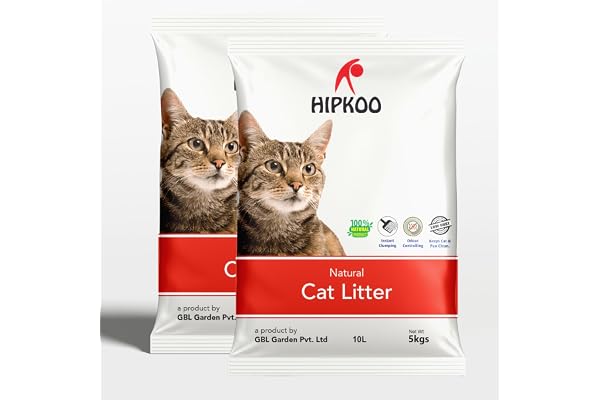 Hipkoo Exclusive Cat Litter 10Kg 100% Natural Unscented Bentonite Clay Dust Free Fragrance Free Absorbent Eco-Friendly Sand for All Breeds of Cats 2 Packs of 5 Kgs (Combo)