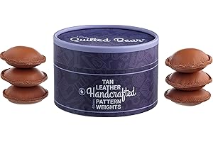 The Quilted Bear Leder- Schnittmuster Gewichte 6 x 40mm - echte Leder-Nähgewichte zum Schneiden von Stoffen und Schnittmusterpapier, handgefertigte Schneidergewichte mit Aufbewahrungsbox (Braun)