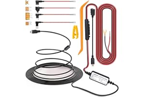 SHISHUO Dash Cam Hardwire Kit - Mini USB and Micro USB Port 4m Cable with 4 Fuse Types LP Mini, Mini, ATO, Micro2, 12V to 24V Input, 5V Output for Dash Cam GPS Sat-Nav with Battery Drain Protection