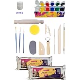 DSH Doğal Seramik Hamuru Seramik Başlangı&ccedil; Seti, 8'li Ebeşuarlı Set, 2 Adet 1 Kg, Beyaz Seramik Hamuru, Kil &Ccedil;amuru beyaz