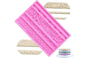 YANJINGHE Molde de Silicona con Relieve, Decoración Fondant Silicona Molde, Alivio de Silicona Decoración de Pasteles Moldes para Decoración de Bordes de Tartas, Chocolate, Dulces (Rosa)