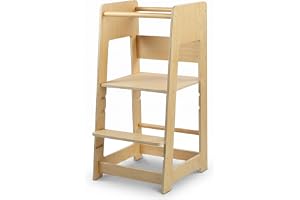 Relaxdays Lernturm, höjdjusterbar, tippskydd, HxBxD: 90 x 44 x 44 cm, natur